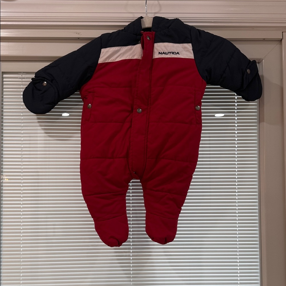 Nautica Red and Navy Baby Snowsuit